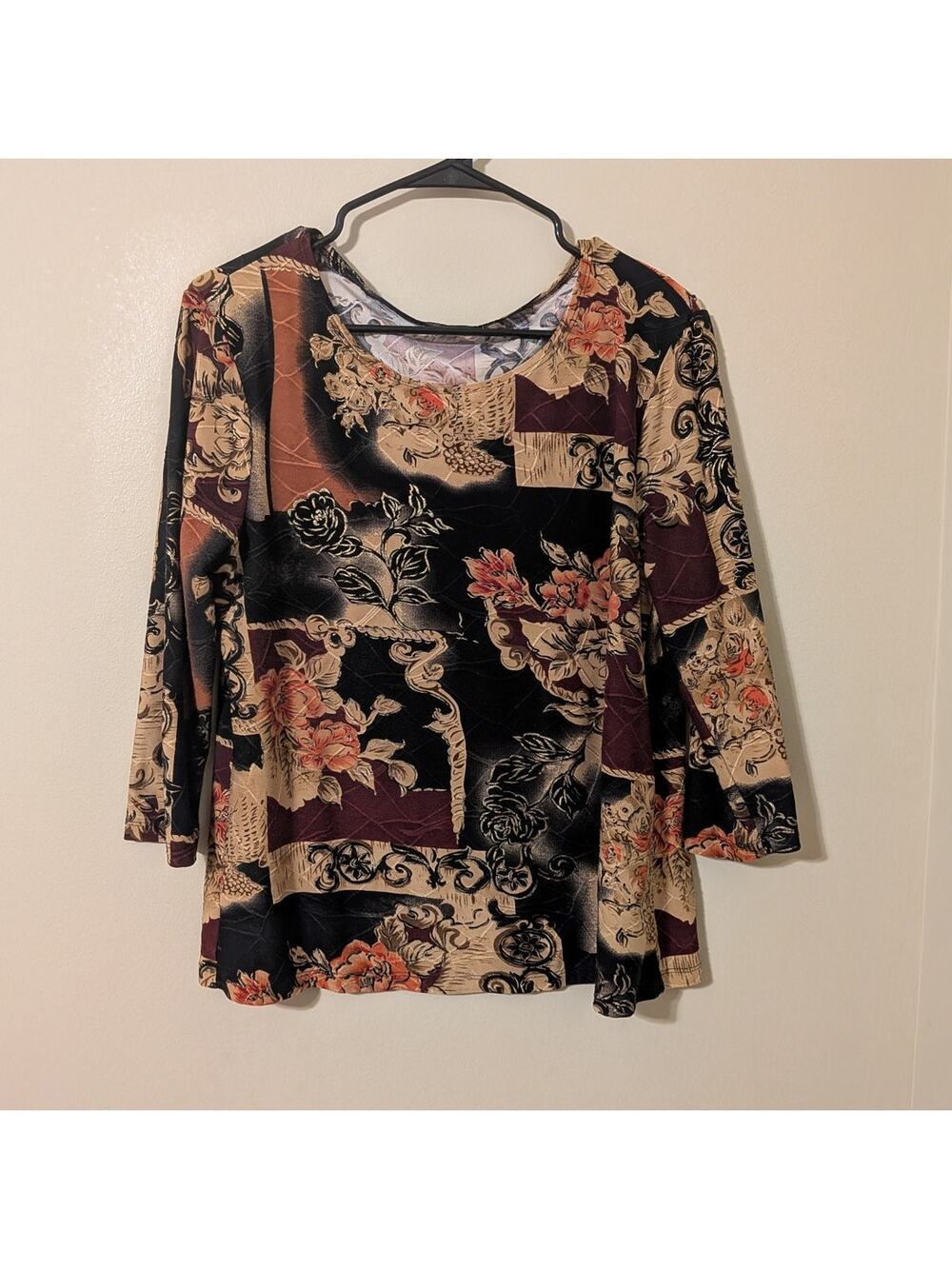 Brittany Black Gold/Brown Floral Blouse